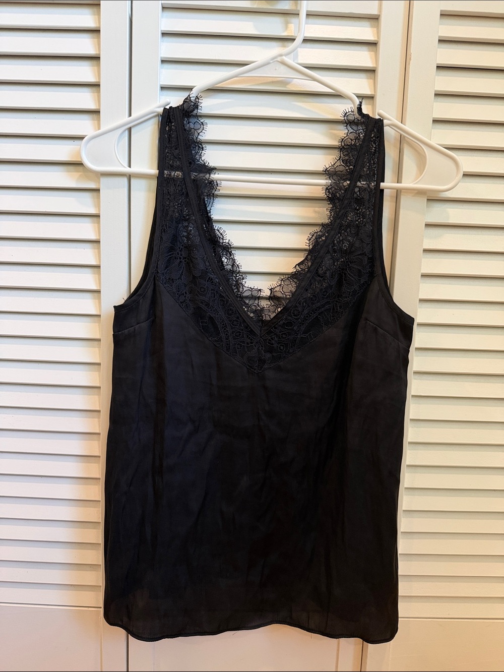 H&M Black Lace-Trim Satin Cami